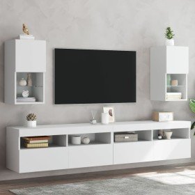 Muebles para TV con luces LED 2 uds blanco 30,5x30x60 cm en Muebles TV | Comprar online en Foro24
