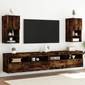 Muebles para TV con luces LED 2 uds roble ahumado 30,5x30x60 cm en Muebles TV | Comprar online en Foro24