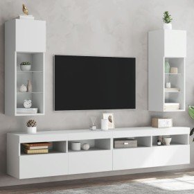 Muebles de TV con luces LED 2 uds blanco 30,5x30x90 cm