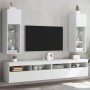 Muebles de TV con luces LED 2 uds blanco 30,5x30x90 cm