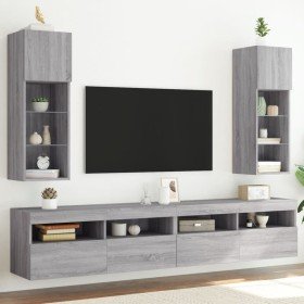 Muebles de TV con luces LED 2 uds gris Sonoma 30,5x30x90 cm en Muebles TV | Comprar online en Foro24
