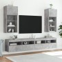 Muebles de TV con luces LED 2 uds gris hormigón 40,5x30x90 cm