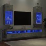 Muebles de TV con luces LED 2 uds gris hormigón 40,5x30x90 cm