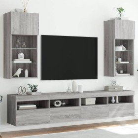 Muebles de TV con luces LED 2 uds gris Sonoma 40,5x30x90 cm en Muebles TV | Comprar online en Foro24
