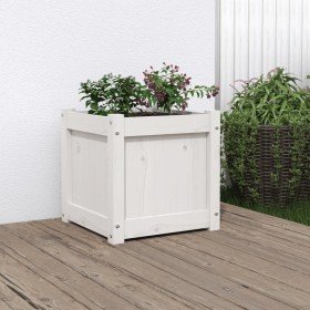 Jardinera madera maciza de pino blanco 40x40x40 cm en Maceteros y jardineras | Comprar online en Foro24