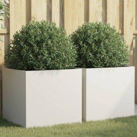 Jardineras 2 unidades acero blanco 49x47x46 cm en Maceteros y jardineras | Comprar online en Foro24