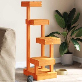 Árbol para gatos madera maciza pino marrón cera 45,5x49x103 cm en Mobiliario para gatos | Comprar online en Foro24
