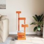 Árbol para gatos madera maciza pino marrón cera 45,5x49x103 cm