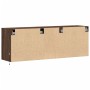 Mueble de TV de pared con luces LED marrón roble 130x31x45 cm