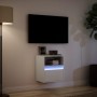 Mueble de TV de pared con luces LED blanco 41x31x45 cm