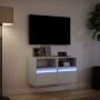 Muebles de TV de pared con luces LED 2 uds blanco 41x31x45 cm