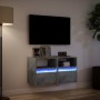 Muebles TV de pared luces LED 2 uds gris hormigón 41x31x45 cm