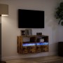 Muebles TV de pared luces LED 2 uds roble ahumado 41x31x45 cm
