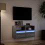 Muebles TV de pared luces LED 2 uds gris Sonoma 41x31x45 cm