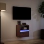 Mueble de TV de pared con luces LED marrón roble 41x31x45 cm