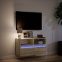 Mueble de TV de pared con luces LED roble Sonoma 80x31x45 cm