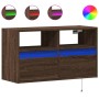 Mueble de TV de pared con luces LED marrón roble 80x31x45 cm