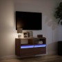 Mueble de TV de pared con luces LED marrón roble 80x31x45 cm