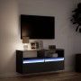 Mueble de TV de pared con luces LED negro 100x31x45 cm