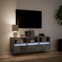 Mueble de TV de pared con luces LED gris hormigón 130x31x45 cm