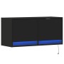 Mueble de TV de pared con luces LED negro 80x31x35 cm