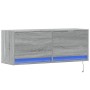 Mueble de TV de pared con luces LED gris Sonoma 100x31x35 cm