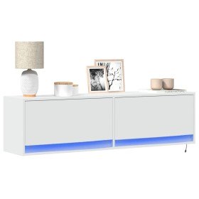 Mueble de TV de pared con luces LED blanco 140x31x38 cm