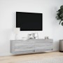 Mueble de TV de pared con luces LED gris Sonoma 140x31x38 cm