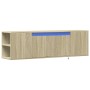 Mueble de TV de pared con luces LED roble Sonoma 135x31x39,5 cm