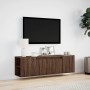 Mueble de TV de pared con luces LED marrón roble 135x31x39,5 cm