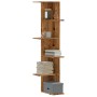 Estantería pared de esquina madera envejecida 36,5x36,5x140 cm