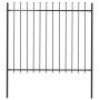 Valla de jardín con punta de lanza de acero 181x150 cm negra