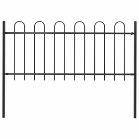 Valla de jardín con aro superior de acero 181x80 cm negra