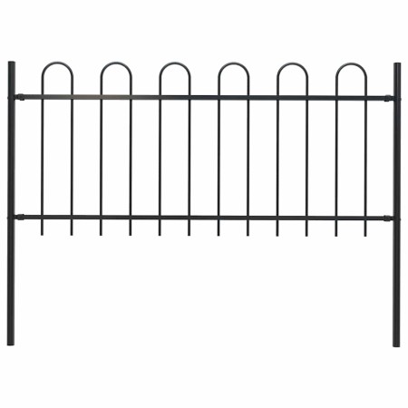 Valla de jardín con aro superior de acero 181x80 cm negra