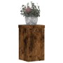 Soportes de plantas 2 uds madera roble ahumado 10x10x18 cm