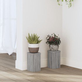 Soportes de plantas 2 uds madera gris Sonoma 10x10x18 cm