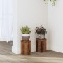 Soportes de plantas 2 uds madera roble envejecido 10x10x18 cm