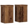 Soportes de plantas 2 uds madera roble envejecido 10x10x18 cm
