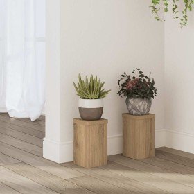 Soportes de plantas 2 uds madera roble artisian 10x10x18 cm