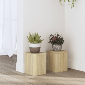 Soportes de plantas 2 uds madera roble Sonoma 15x15x20 cm