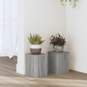 Soportes de plantas 2 uds madera gris Sonoma 15x15x20 cm