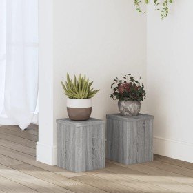 Soportes de plantas 2 uds madera gris Sonoma 15x15x20 cm