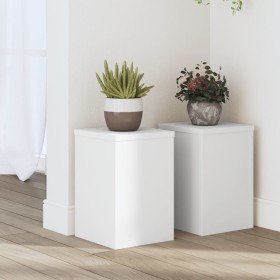 Soportes de plantas 2 uds madera ingeniería blanco 20x20x30 cm