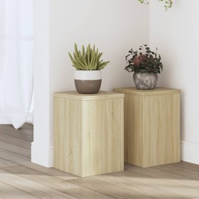 Soportes de plantas 2 uds madera roble Sonoma 20x20x30 cm