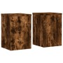 Soportes de plantas 2 uds madera roble ahumado 20x20x30 cm