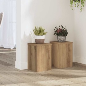 Soportes de plantas 2 uds madera roble artisian 20x20x30 cm