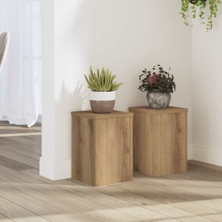 Soportes de plantas 2 uds madera roble artisian 20x20x30 cm