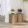 Soportes de plantas 2 uds madera roble artisian 20x20x30 cm