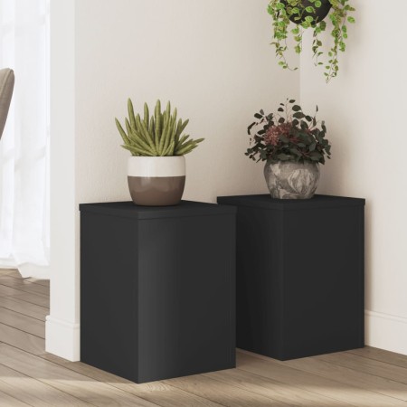 Soportes de plantas 2 uds madera ingeniería negro 25x25x35 cm