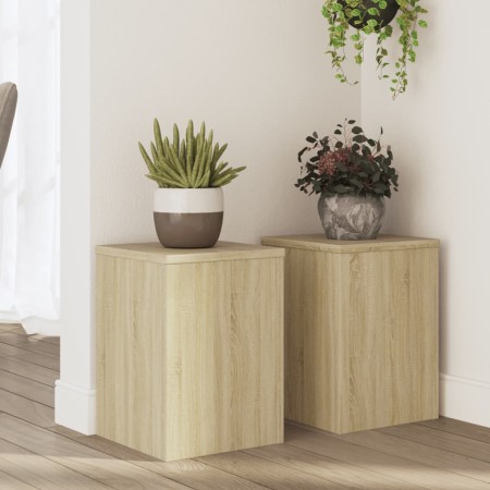 Soportes de plantas 2 uds madera roble Sonoma 25x25x35 cm